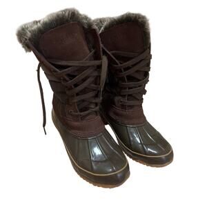 KHOMBU Nordic-Brown Waterproof Women's Winter Snow Boots Size 7